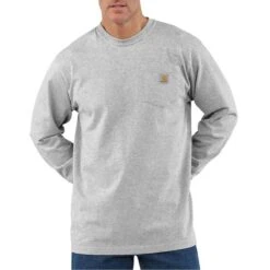 Carhartt® Pocket Long Sleeve Shirt, Size 2XL, Gray