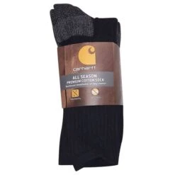 Carhartt® A623 All-Season Cotton Crew Work Sock, 3-Pack, Black