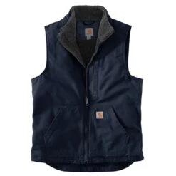 Carhartt® Women's Washed Duck Sherpa Lined Vest, Navy/2XL
