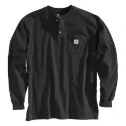 CarharttĀ® Men's Loose Fit Heavyweight Long-Sleeve Henley Shirt, Black/L