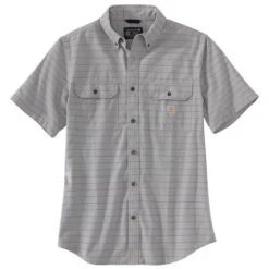 Carhartt® Chambray Short-Sleeve Plaid, Vapor Gray, XL