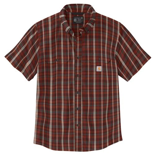 CarharttĀ® Short Sleeve Shirt Dark Red Plaid Medium