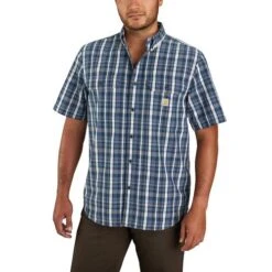 Carhartt® Short Sleeve Shirt Navy Plaid 3XL