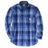 Carhartt Mens Flame Resistant Force Rugged Flex Original Fit Twill Long Sleeve Plaid Shirt