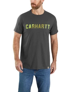 Carhartt Force Mens Relaxed Fit Midweight Short Sleeve Block Logo Graphic T-Shirt