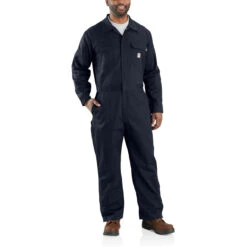 Carhartt Carhartrt Mens Dark Navy Flame-Resistant Loose Fit Twill Coverall