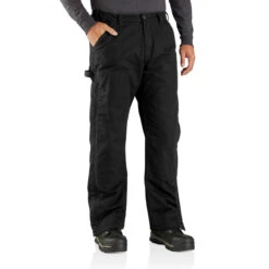 Carhartt Mens Black Loose Fit Washed Duck Insulated Pant