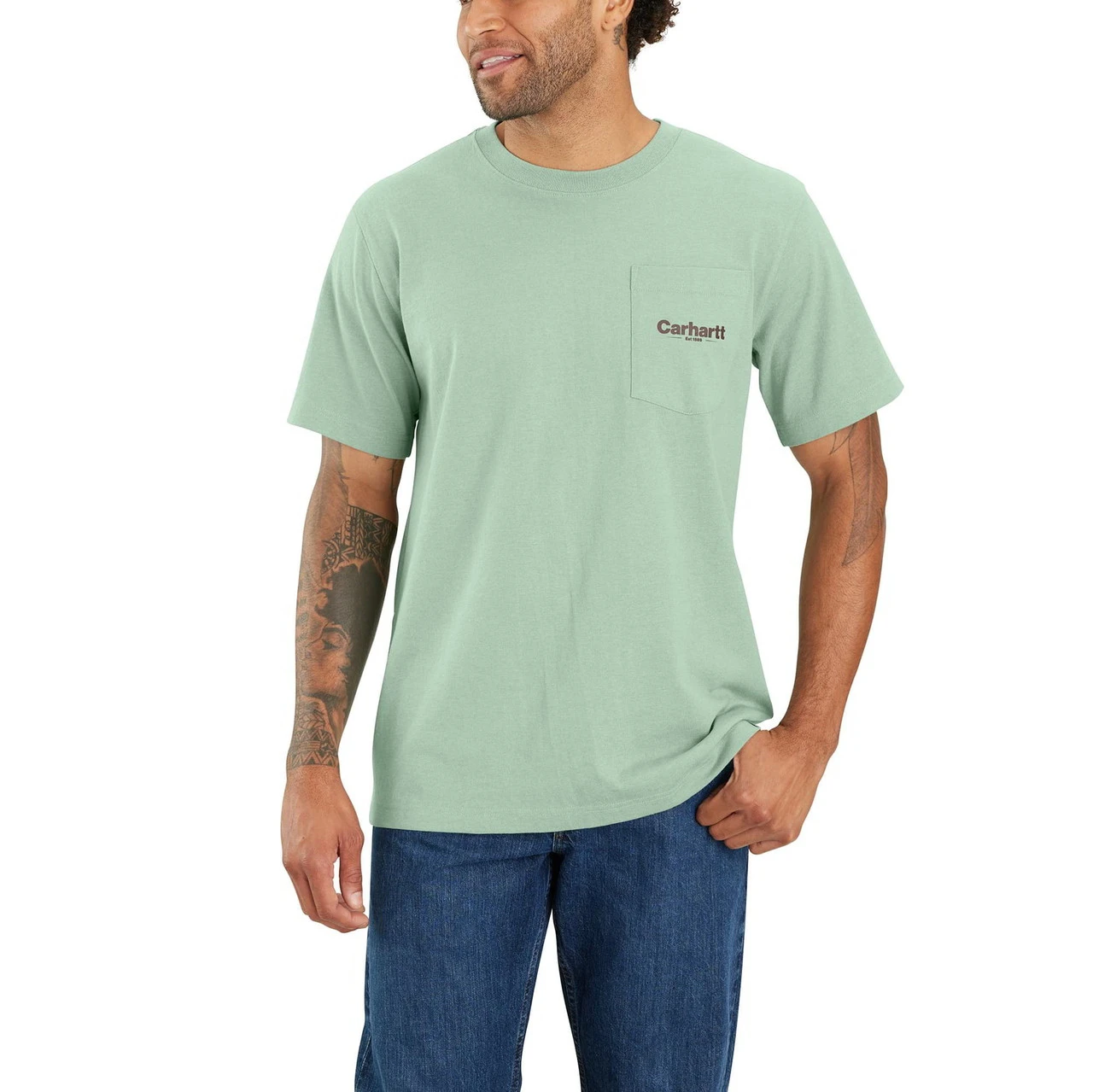 Carhartt Mens Relaxed Fit Heavyweight Pocket Line Graphic Short Sleeve T-Shirt - Image 2