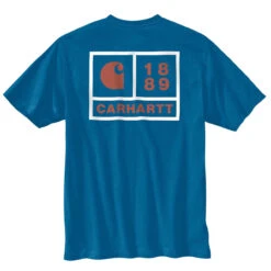 Carhartt Marine Blue Heather Relaxed Fit Heavyweight 1889 Graphic Short Sleeve T-Shirt
