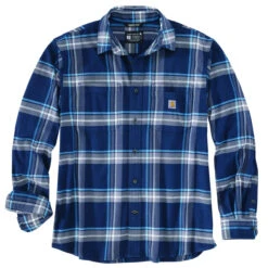 Carhartt Mens Rugged Flex Relaxed Fit Midweight Flannel Long Sleeve Plaid Shirt
