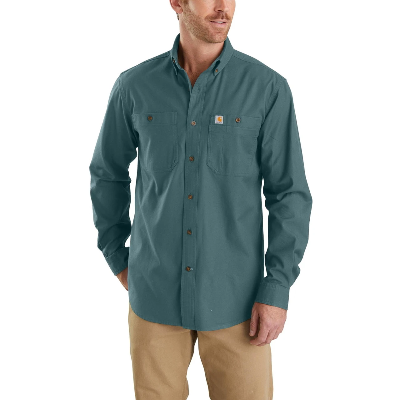 Carhartt Mens Rugged Flex Relaxed Fit Midweight Canvas Long Sleeve Shirt