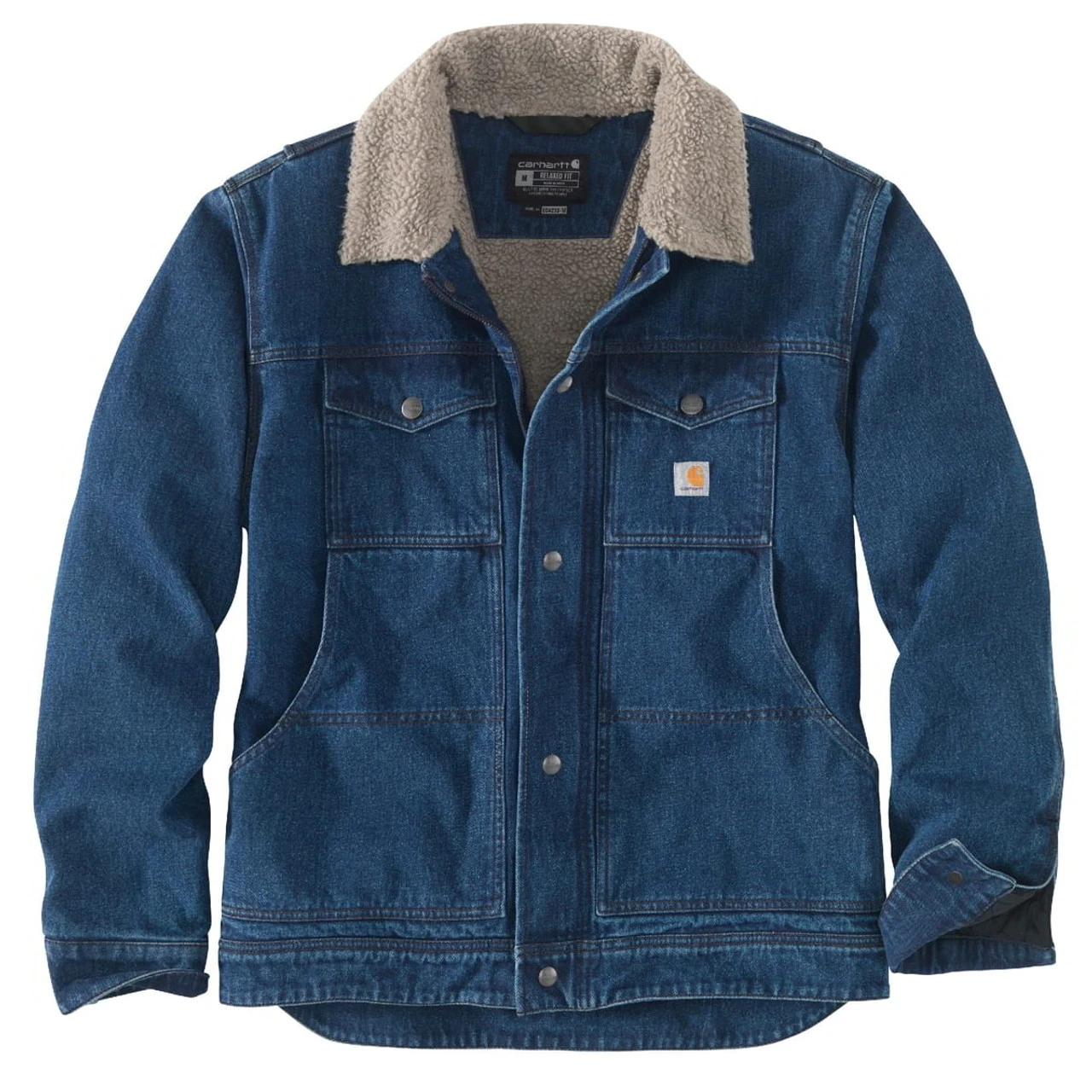 Carhartt Mens Beech Relaxed Fit Denim Sherpa-Lined Jacket