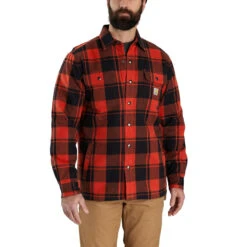 Carhartt Mens Relaxed Fit Flannel Sherpa-Lined Shirt Jac