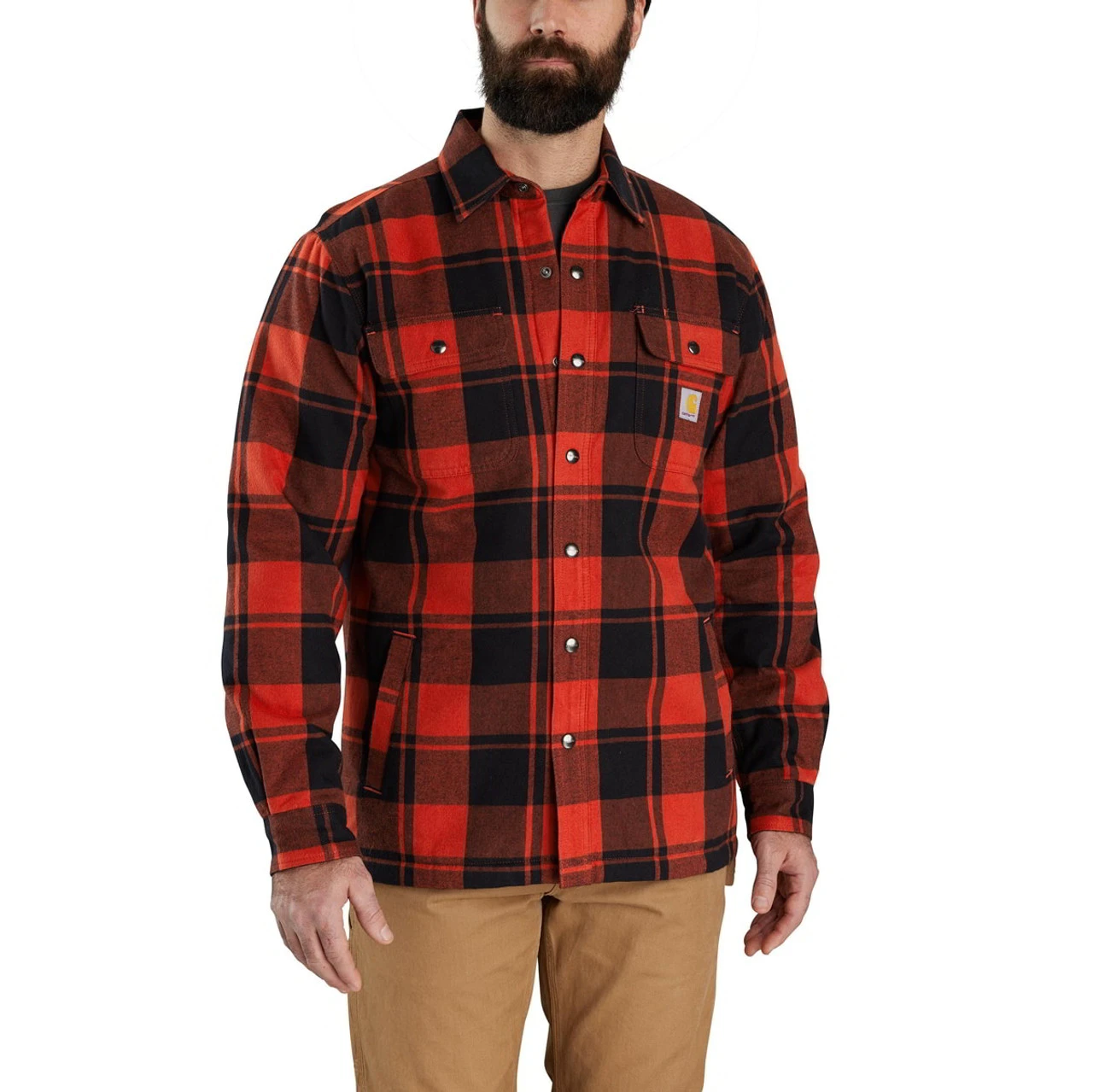 Carhartt Mens Relaxed Fit Flannel Sherpa-Lined Shirt Jac