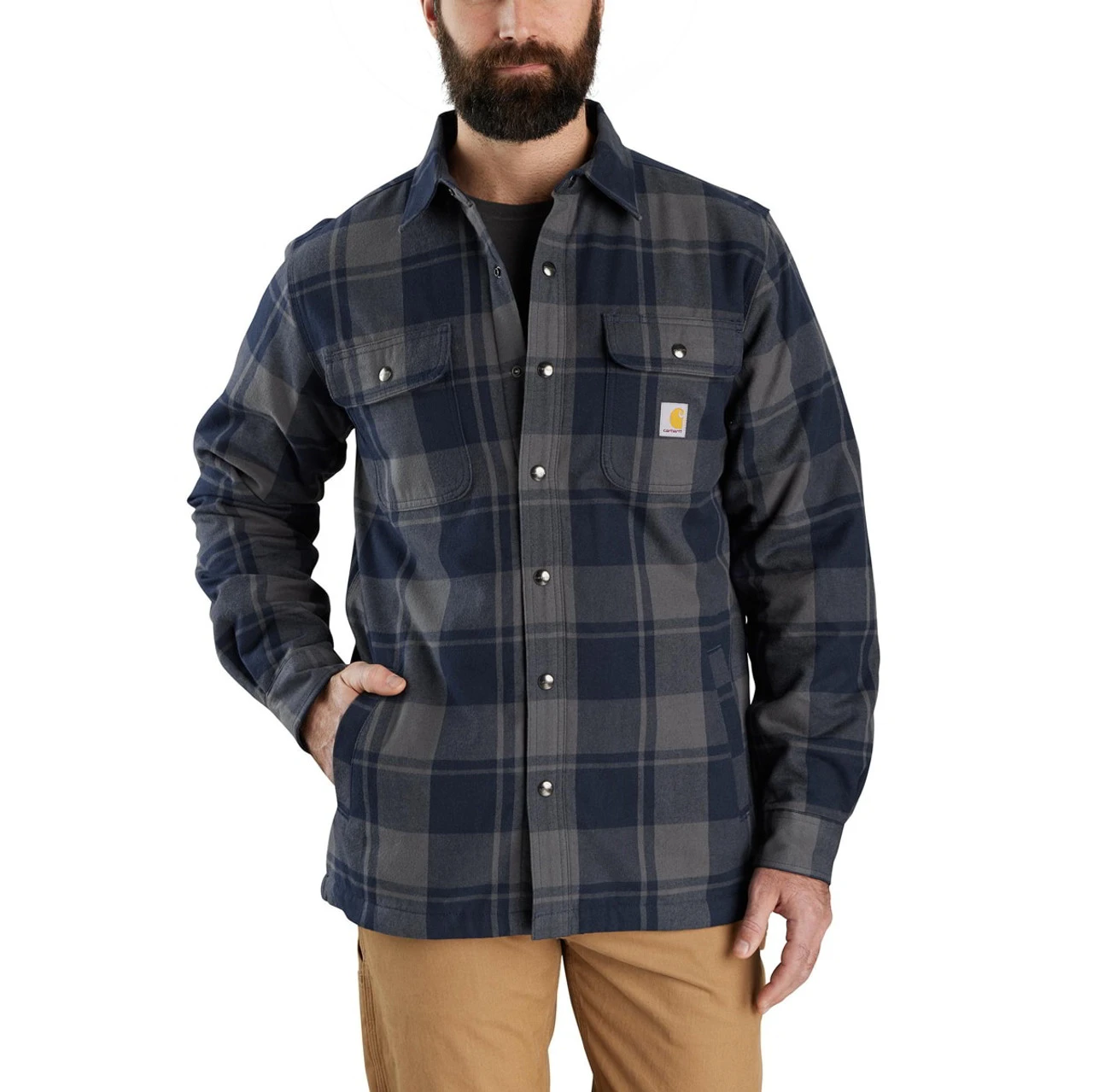 Carhartt Mens Relaxed Fit Flannel Sherpa-Lined Shirt Jac - Image 2