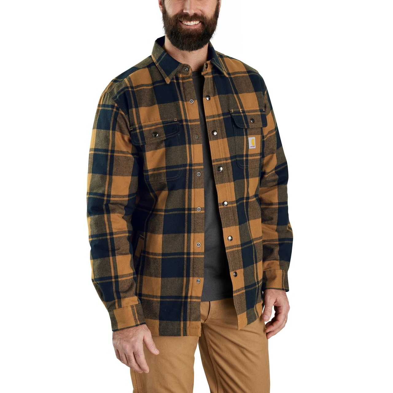 Carhartt Mens Relaxed Fit Flannel Sherpa-Lined Shirt Jac - Image 3