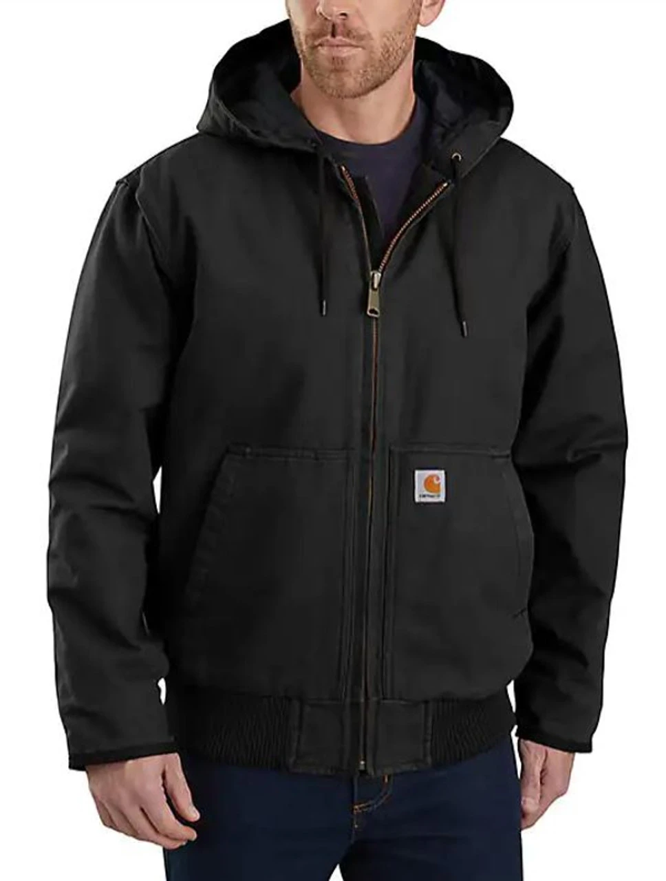 Carhartt Men's Loose Fit Washed Duck Insulated Active Jac - 3 Warmest Rating - Black