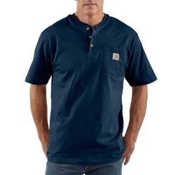 Carhartt Mens Loose Fit Heavyweight Short Sleeve Henley Pocket T-Shirt